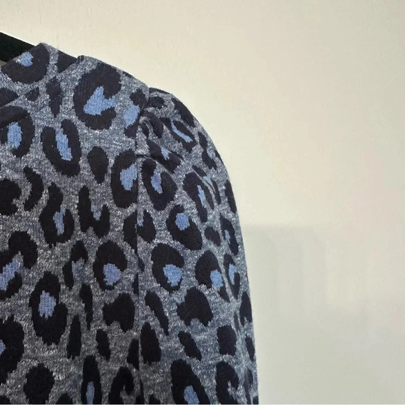 Talbots Women’s Long Sleeve Blue Leopard Print Sweatshirt Cotton Dress Sz L GUC - Picture 7 of 8